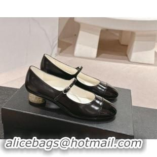 Buy Luxury Chanel Shiny Calfskin & Patent Mary Janes Pumps 3.5cm G45952 Black 1017007