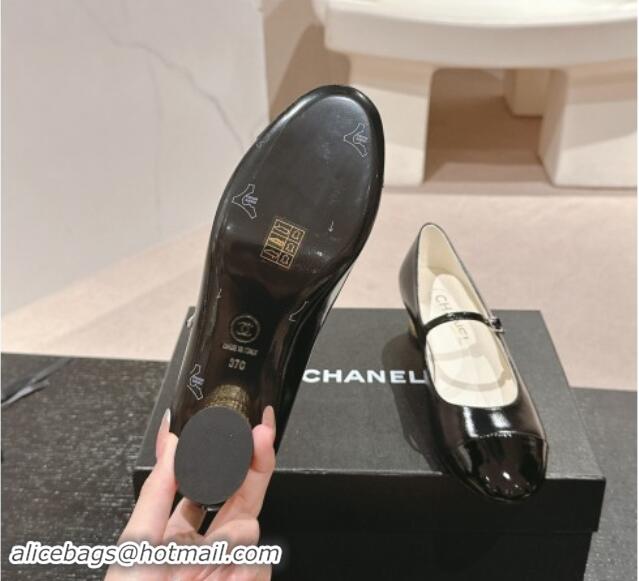 Buy Luxury Chanel Shiny Calfskin & Patent Mary Janes Pumps 3.5cm G45952 Black 1017007