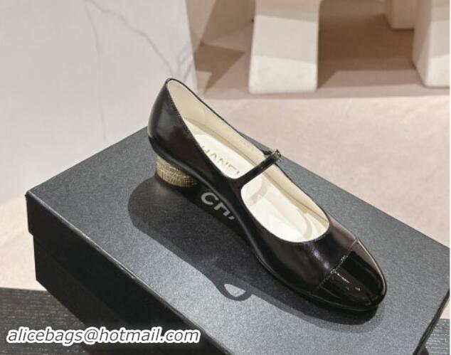 Buy Luxury Chanel Shiny Calfskin & Patent Mary Janes Pumps 3.5cm G45952 Black 1017007