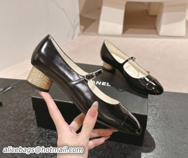 Buy Luxury Chanel Shiny Calfskin & Patent Mary Janes Pumps 3.5cm G45952 Black 1017007