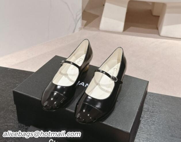 Buy Luxury Chanel Shiny Calfskin & Patent Mary Janes Pumps 3.5cm G45952 Black 1017007