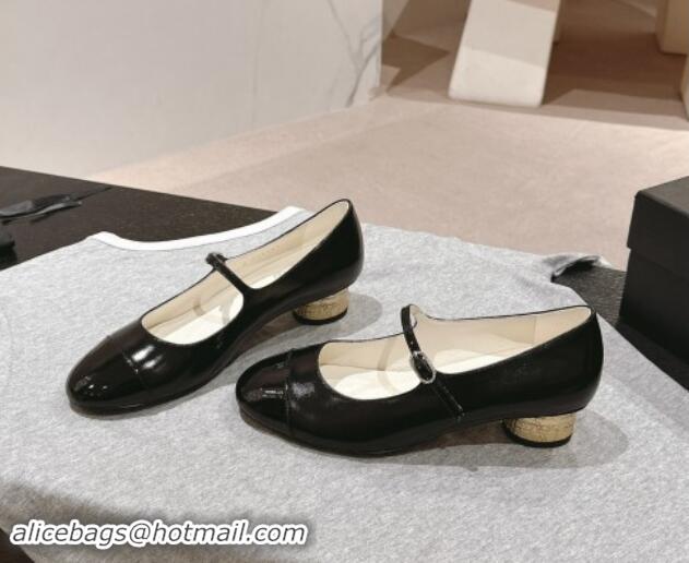 Buy Luxury Chanel Shiny Calfskin & Patent Mary Janes Pumps 3.5cm G45952 Black 1017007