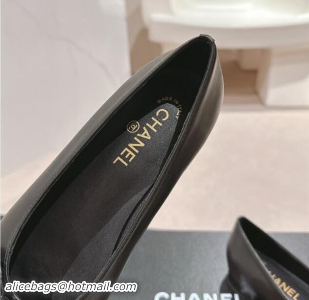 Luxury Discount Chanel Calfskin & Grosgrain Ballet Flat with Bow Black 1017010