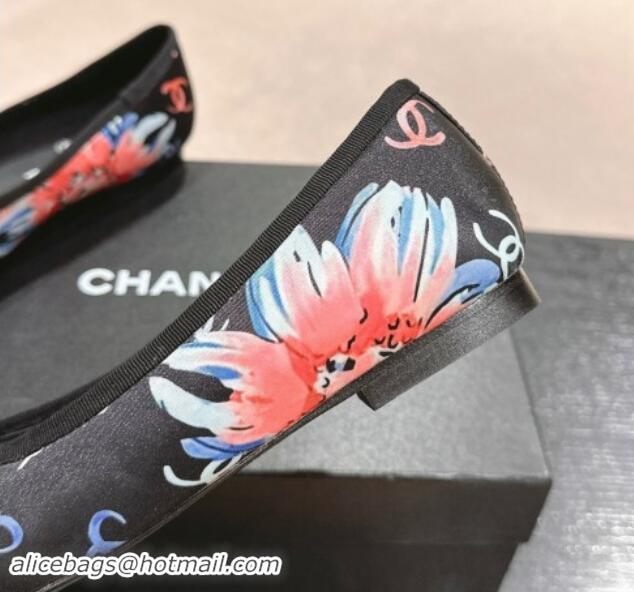 Trendy Design Chanel Classic Printed Grosgrain Ballet Flat with Bow Black 1017013