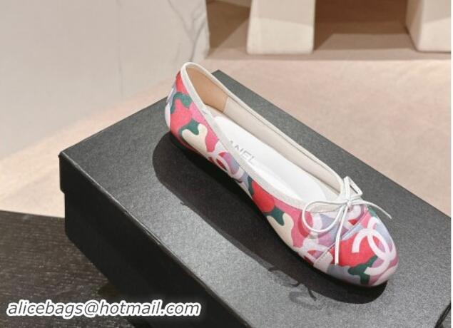 Charming Chanel Classic Printed Grosgrain Ballet Flat with Bow Multicolor 1017014