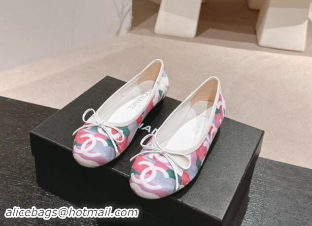 Charming Chanel Classic Printed Grosgrain Ballet Flat with Bow Multicolor 1017014