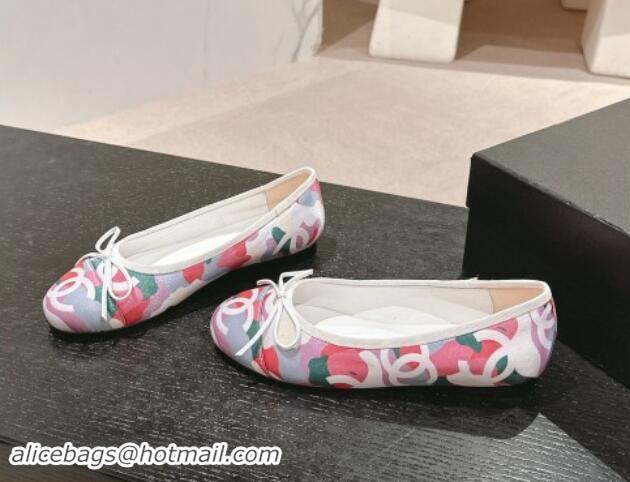 Charming Chanel Classic Printed Grosgrain Ballet Flat with Bow Multicolor 1017014