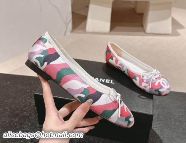 Charming Chanel Classic Printed Grosgrain Ballet Flat with Bow Multicolor 1017014