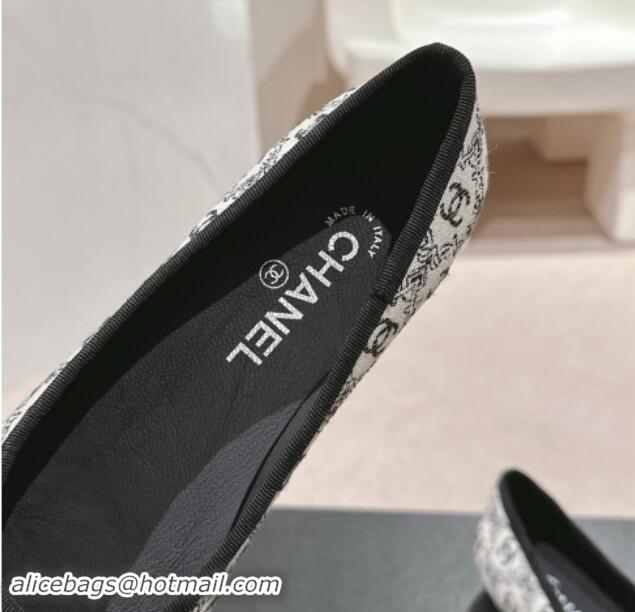 Lowest Price Chanel Classic Embroidered Canvas & Patent Calfskin Ballet Flat with Bow Black 1017018