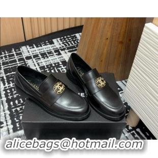 Lowest Cost Chanel Calfskin Leather Loafers with Circle CC Black 1017034