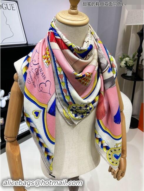 Buy Inexpensive Hermes Cashmere & Silk Sqaure Shawl Scarf 140cm H8630 Grey/Pink 2024