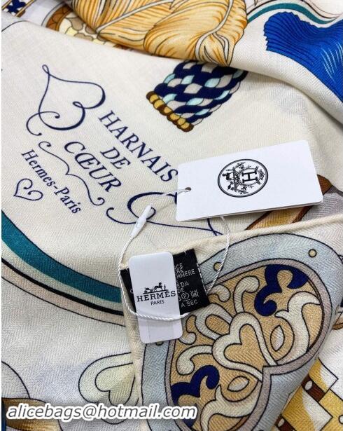 Top Quality Hermes Cashmere & Silk Sqaure Shawl Scarf 140cm H8631 Grey/Beige 2024