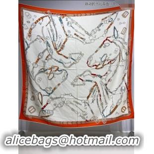 Discount Hermes Cashmere & Silk Sqaure Shawl Scarf 140cm H8634 Beige/Orange 2024