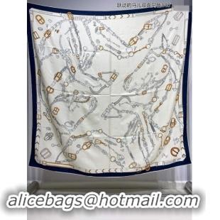 Top Design Hermes Cashmere & Silk Sqaure Shawl Scarf 140cm H8636 Beige/Blue 2024