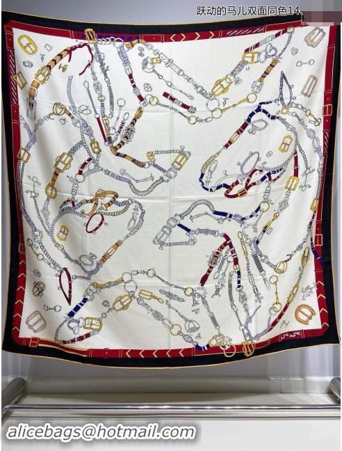 Inexpensive Hermes Cashmere & Silk Sqaure Shawl Scarf 140cm H8637 Beige/Red 2024