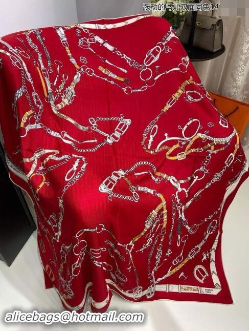 Buy Discount Hermes Cashmere & Silk Sqaure Shawl Scarf 140cm H8639 Deep Red 2024