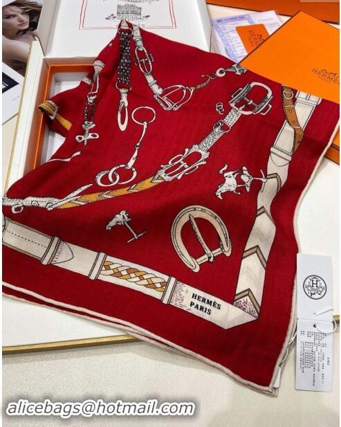 Buy Discount Hermes Cashmere & Silk Sqaure Shawl Scarf 140cm H8639 Deep Red 2024