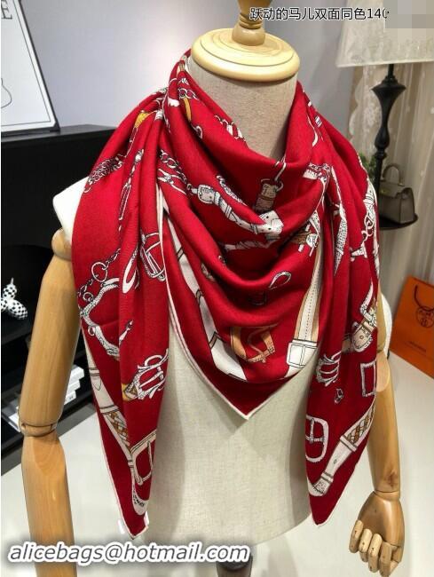 Buy Discount Hermes Cashmere & Silk Sqaure Shawl Scarf 140cm H8639 Deep Red 2024