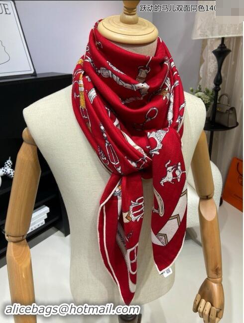 Buy Discount Hermes Cashmere & Silk Sqaure Shawl Scarf 140cm H8639 Deep Red 2024