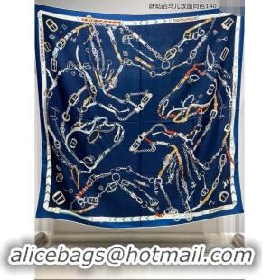 Cheapest Hermes Cashmere & Silk Sqaure Shawl Scarf 140cm H8640 Deep Blue 2024