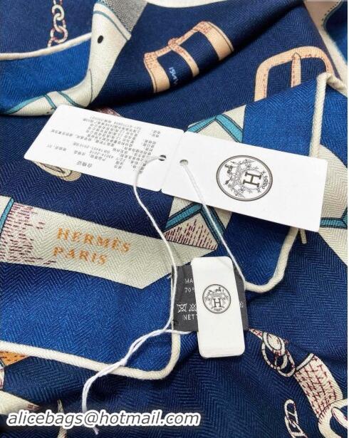 Cheapest Hermes Cashmere & Silk Sqaure Shawl Scarf 140cm H8640 Deep Blue 2024