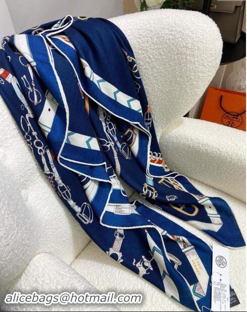 Cheapest Hermes Cashmere & Silk Sqaure Shawl Scarf 140cm H8640 Deep Blue 2024