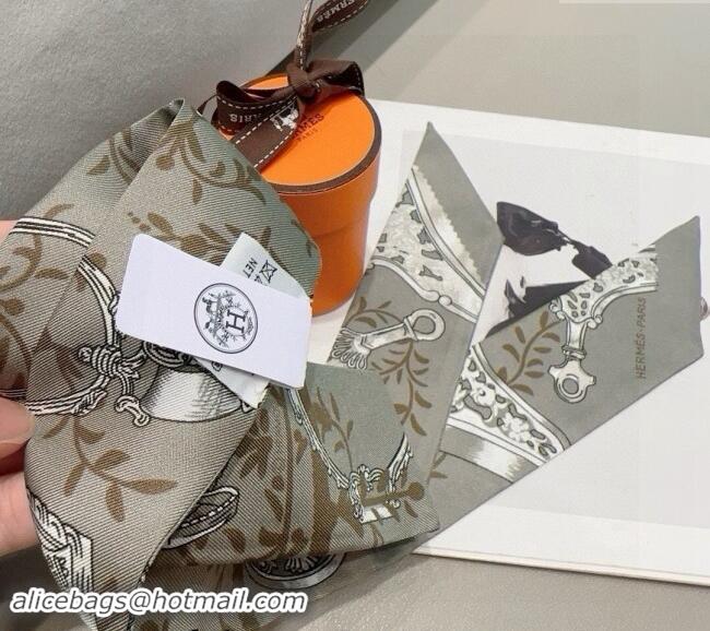 Trendy Design Hermes Stirrup Twilly Silk Bandeau Scarf 5x86cm 0821 Grey 2024