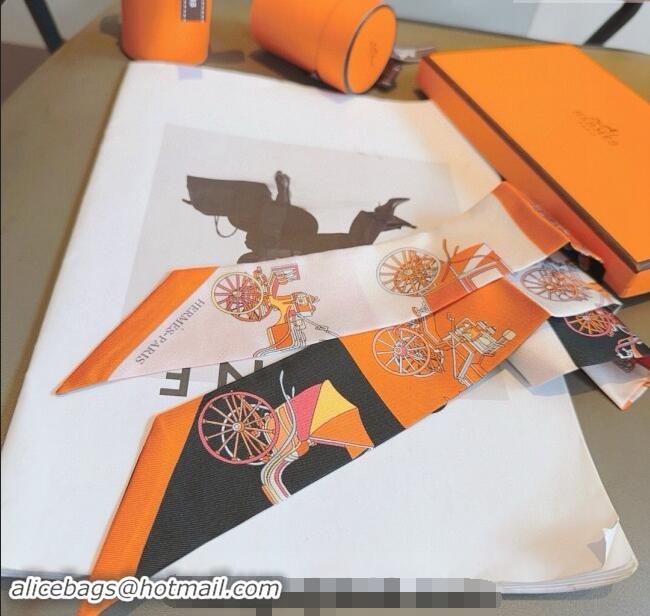 Buy Cheap Hermes Voitures Exquises Twilly Silk Bandeau Scarf 5x86cm 1075 Orange 2024