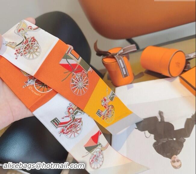 Good Taste Hermes Voitures Exquises Twilly Silk Bandeau Scarf 5x86cm 1075 2024