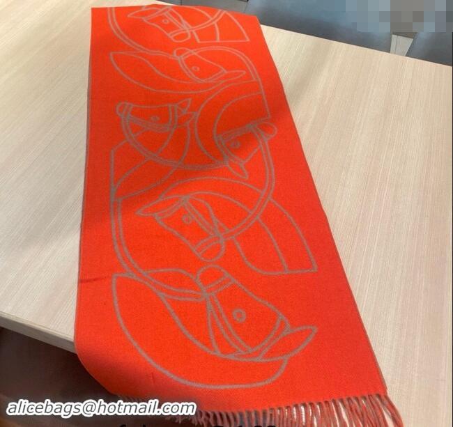 Well Crafted Hermes Entrelaces Equestres Cashmere Long Scarf 40x195cm 1078 Red 2024