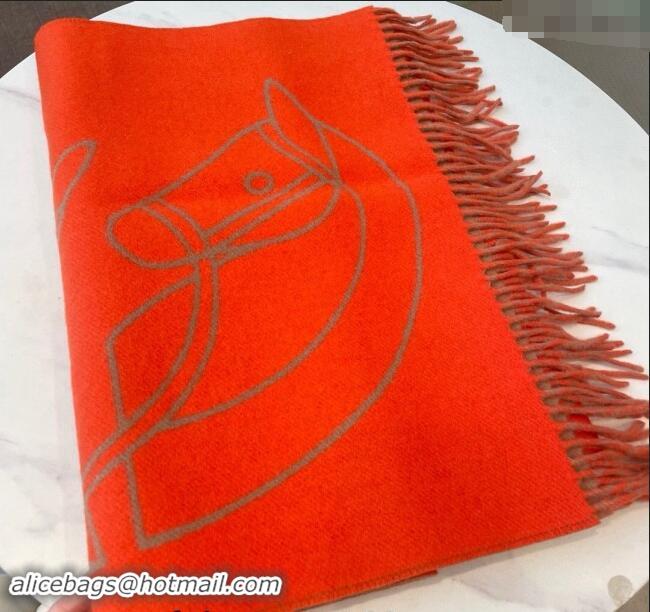 Well Crafted Hermes Entrelaces Equestres Cashmere Long Scarf 40x195cm 1078 Red 2024