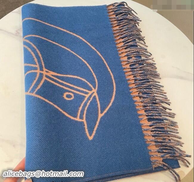 Best Price Hermes Entrelaces Equestres Cashmere Long Scarf 40x195cm 1078 Blue 2024