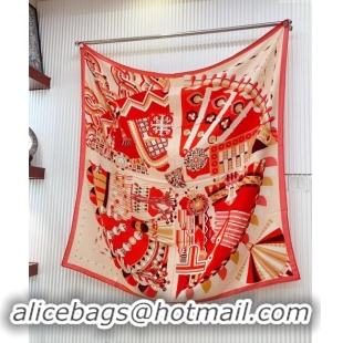 Well Crafted Hermes Haute Parure Cashmere Shawl Scarf 135cm 1086 Red 2024