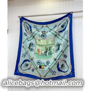 Market Sells Hermes Palonniers Silk Sqaure Scarf 90x90cm 1086 Blue 2024