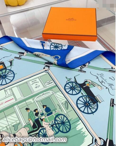 Market Sells Hermes Palonniers Silk Sqaure Scarf 90x90cm 1086 Blue 2024