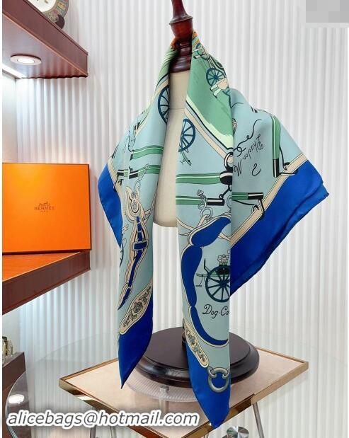 Market Sells Hermes Palonniers Silk Sqaure Scarf 90x90cm 1086 Blue 2024