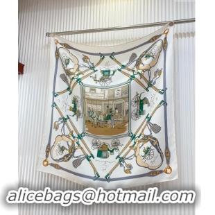 Traditional Discount Hermes Palonniers Silk Sqaure Scarf 90x90cm 1086 White 2024