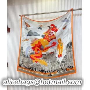 Good Product Hermes Parade Silk Sqaure Scarf 90x90cm 1086 Orange 2024