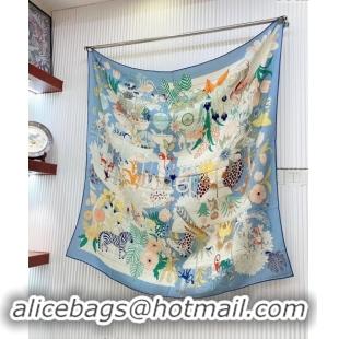 Super Quality Hermes Precious Paradise Cashmere Shawl Scarf 140cm H1087 Light Blue 2024