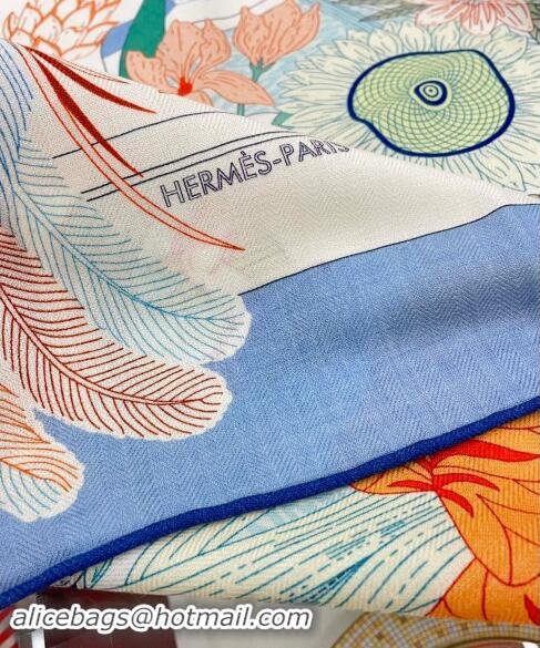 Super Quality Hermes Precious Paradise Cashmere Shawl Scarf 140cm H1087 Light Blue 2024