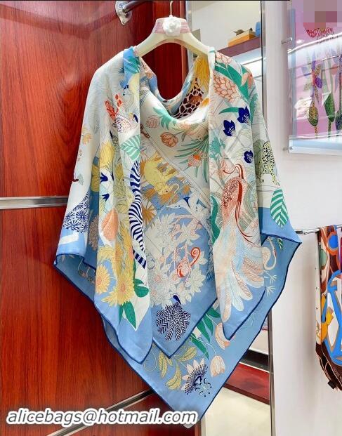 Super Quality Hermes Precious Paradise Cashmere Shawl Scarf 140cm H1087 Light Blue 2024