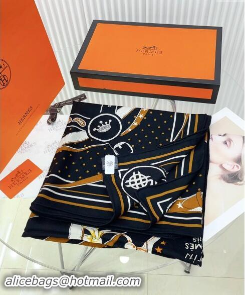 Good Taste Hermes Morning Walk Cashmere Shawl Scarf 140cm H1087 Black/Brown 2024