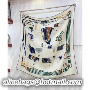 Top Quality Hermes Horse Ranch Cashmere Shawl Scarf 140cm H1088 Blue 2024