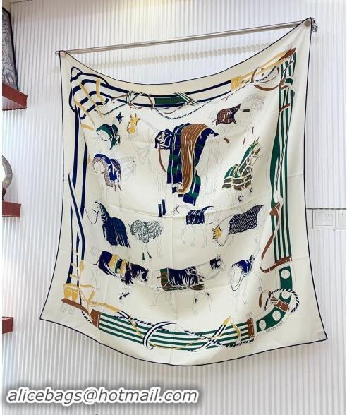 Top Quality Hermes Horse Ranch Cashmere Shawl Scarf 140cm H1088 Blue 2024