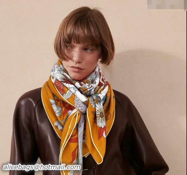 Famous Brand Hermes Precious Paradise Cashmere Shawl Scarf 140cm H1089 Orange 2024