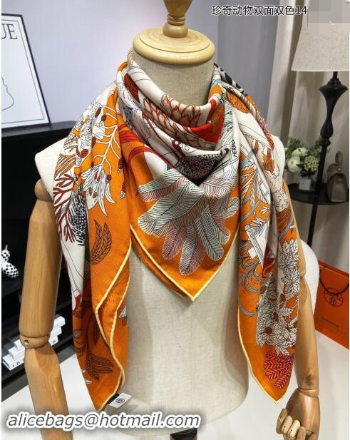 Famous Brand Hermes Precious Paradise Cashmere Shawl Scarf 140cm H1089 Orange 2024