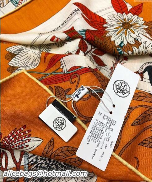 Famous Brand Hermes Precious Paradise Cashmere Shawl Scarf 140cm H1089 Orange 2024