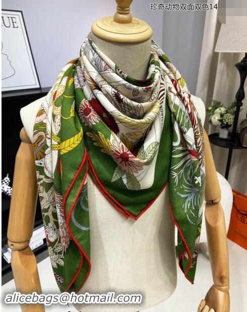 Buy Fashionable Hermes Precious Paradise Cashmere Shawl Scarf 140cm H1089 Green 2024