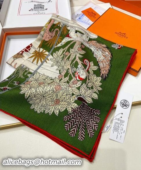 Buy Fashionable Hermes Precious Paradise Cashmere Shawl Scarf 140cm H1089 Green 2024