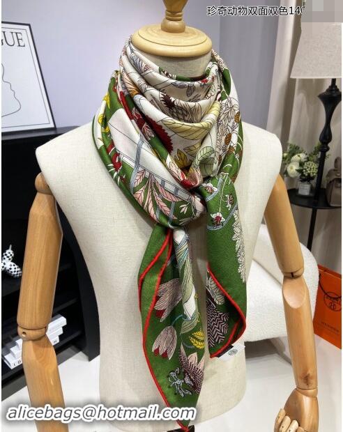 Buy Fashionable Hermes Precious Paradise Cashmere Shawl Scarf 140cm H1089 Green 2024